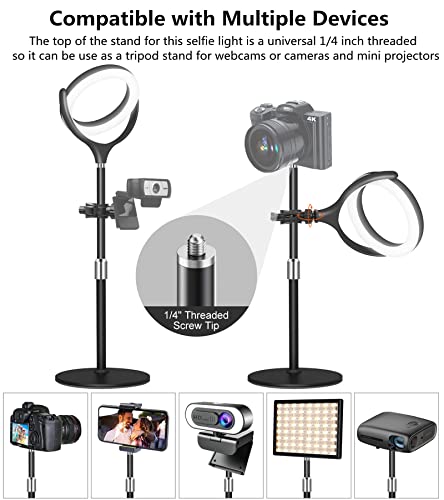 Zoom Light for Computer, Adjustable Desk Ring Light for Video Calls, Circle Light with Stand and Phone Holder, Video Conference Light for Laptop Virtual Meeting, Video Recording, Live Stream, Podcast