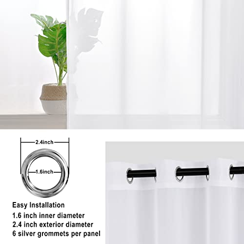 Hiasan Sheer Curtains 84 Inches Long with Tiebacks, Light Filtering Semi Transparent Lightweight Voile Grommet Window Curtains for Bedroom, Living Room, W52 x L84, Blush Pink, Set of 2 Drape Panels