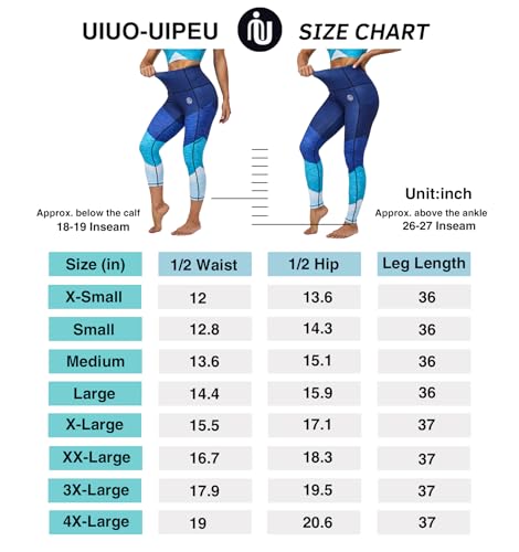 UIUO-UIPEU High Waisted Leggings with Pockets for Women Tummy Control Yoga Pants Capri Gym Workout Leggings for Women Catwalk 3X-Large