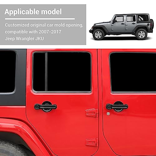 Hoolcar Exterior Door Handle Cover Tailgate Handle Cover Recess Guard Compatible with 2007-2017 Jeep Wrangler JK JKU Sports Sahara Freedom Rubicon Unlimited, Black, 15PCs