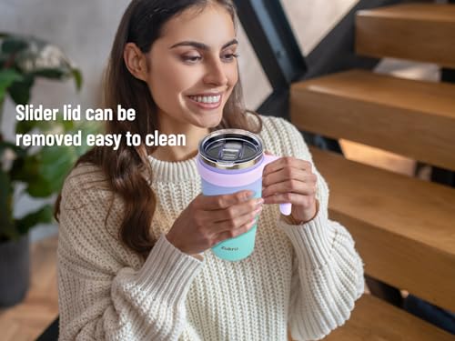 Zukro 24 oz Triple Insulated Tumbler with Handle - Leak Proof Stainless Steel Cup with Straw & Lid - No Sweat Double-wall Travel Mug for Hot and Cold Drinks - Dishwasher Safe, Cupholder Friendly