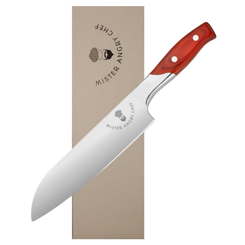 Mister Angry Chef 6.25 Inch Professional Style Santoku Knife Pakka Wood Handle - Indignant Line of Knives