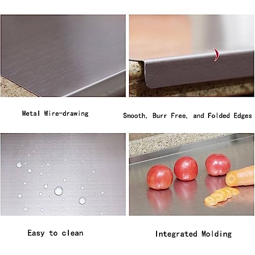 BILLAMB Stainless Steel Cutting Boards for The Kitchen, Suitable for Meat, Fruits, Vegetables, Bread, and Baking Large-sized Cutting Boards (40 x 30cm/15.7 x 11.8 in)