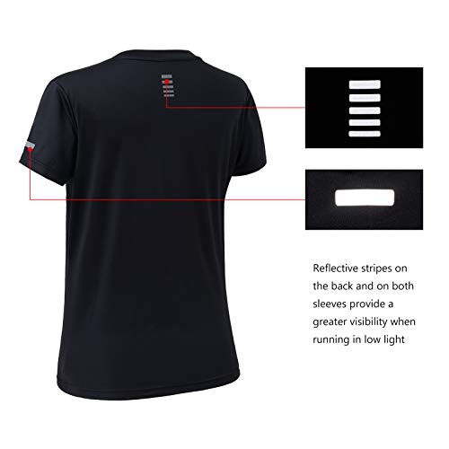 Lightbare Women’s UPF50+ Athletic Short Sleeve T-Shirts Lightweight Performance Shirt for Running Workout Sports Black