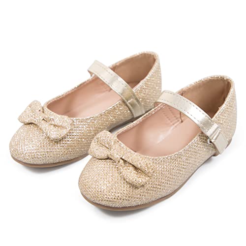 K KomForme Girl's Ballet Flats Non-Slip Soft Mary Jane Walking Party Dress Shoes for Toddler/Little Kid/Big Kid Black Glitter