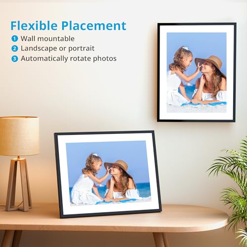 Dragon Touch Digital Picture Frame 16.7 inch 4:3 Touch Screen Large Digital Photo Frame Display, 32GB Storage Auto-Rotate, Easy Setup to Share Photos or Videos via Vphoto APP, Wall Mountable