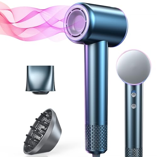 iDOO Hair Dryer with Diffuser for Women, Christmas Gifts, 1500W Blow Dryer for Curly Hair with 110,000 RPM High-Speed & 200 Million Neg Ions, Travel Hairdryer Blowdryer, Secadora de Pelo para Mujer