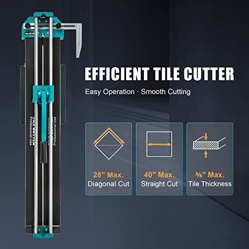 ZELCAN Manual Tile Cutter, Hard Alloy Wheel Cutter with Ergonomic Handle for Porcelain Ceramic Tiles, Laser Guided Precision, Adjustable Measurement Ruler, Anti-Skid Feet (48 inch)