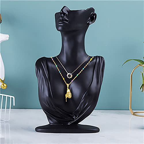 Papinimo Black Resin Jewelry Mannequin Bust Necklace Display Earring Pendant Chain Display Stand Model Holder for Shows Selling Home Decor