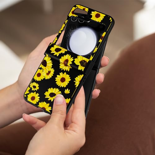Tomorotec Protective Flip Case for Samsung Galaxy Z Flip5 5G, Stylish Design Shockproof & Scratch-Resistant Durable PC Case with 360° Hinge Protection & Wireless Charging Support (Blooming Sunflowers)