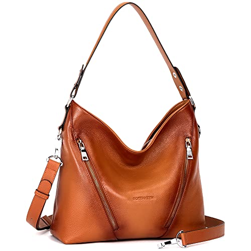BOSTANTEN Women Leather Handbag Designer Large Hobo Purses Shoulder Bag Brown