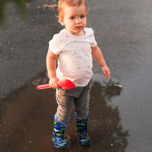 HISEA Kids Rain Boots for Boys Girls, Waterproof Lightweight Rain Boots Light Up by Steps for Water Beach Outdoor Playing (Toddler/Little Kid/Big Kid)