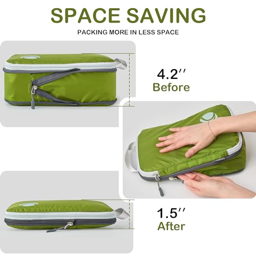 Cipway Compression Packing Cubes, Ultralight Luggage Organizer Bags, Travel Essentials for Carry on Suitcase (3 Piece,Green)