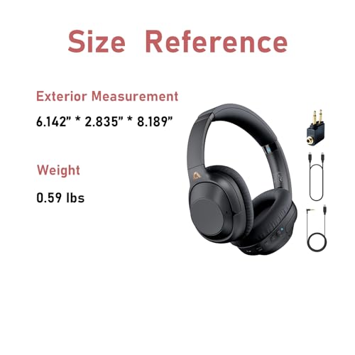 YMOO Bluetooth 5.2 Hybrid Active Noise Cancelling Headphones for Airplane Travel, Wired and Wireless ANC Headphones, 75H Playtime Over Ear Headphones, Bluetooth Headset with Mic for Adults