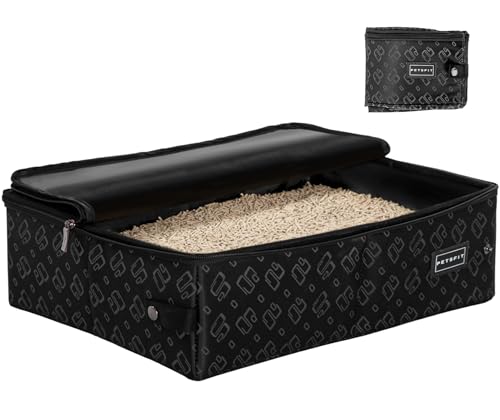 Petsfit Portable Cat Crate with Litter Box and Soft Cushion Cat, Collapsible Pop Up Cat Kennel with Carrying Bag for Travel