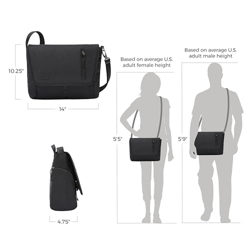 Travelon: Urban - Anti-Theft Messenger Bag - Black, 14 x 10.25 x 4.75