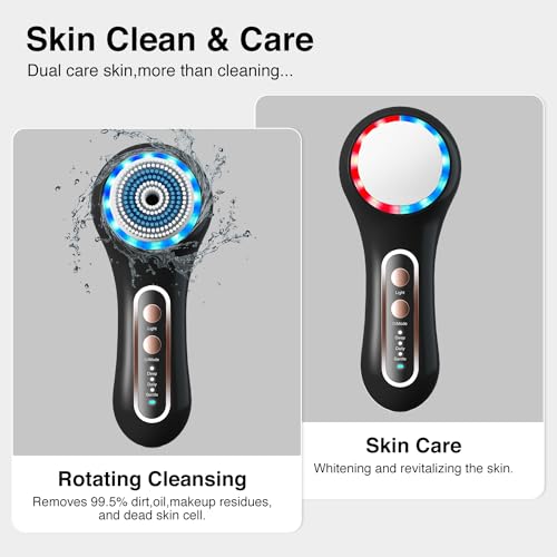 UMICKOO Face Scrubber Exfoliator,Facial Cleansing Brush Rechargeable IPX7 Waterproof with 5 Brush Heads,Electric Face Spin Brush for Exfoliating, Massaging and Deep Cleansing