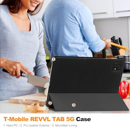 Smart Case for T-Mobile Revvl Tab 5G 2023, Ratesell Lightweight Trifold Stand Smart Case Cover with Auto Wake/Sleep for T-Mobile Revvl Tab 5G 2023 Released 10.36 Inch Black