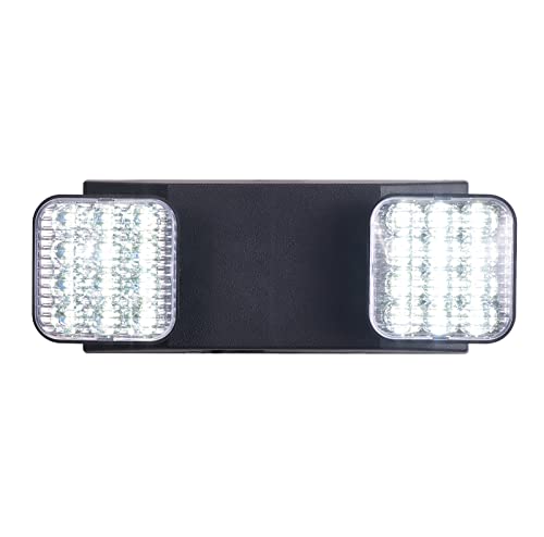 CM MZY Black Emergency Light with Battery Backup, Commercial Emergency Lighting Fixture, Two Adjustable LED Light Heads, 120-277V AC, UL Certified