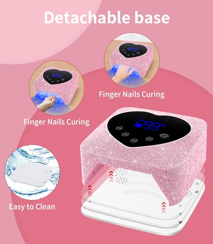 UV Light for Nails, HUGMAPLE Cordless UV Nail Lamp for Gel Nails 72W, Rechargeable Diamond LED Nail Dryer with 5 Timer Setting,Touch Control & Auto Sensor, Fast Nail Light Curing Lamp for Salon & Home
