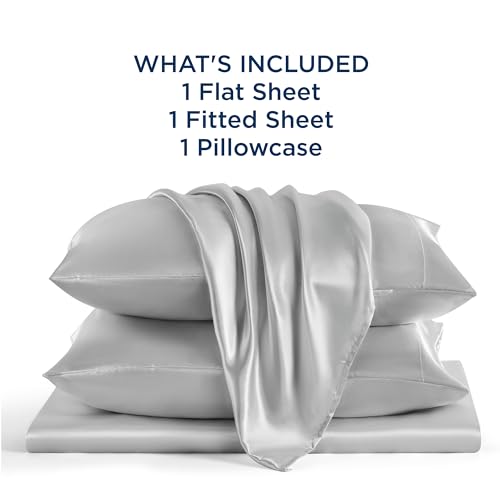 Bedsure Satin Sheets - Soft Satin Bed Sheets Queen Set, 4 Pcs Luxury Silky Sheets, Similar to Silk Sheets, Sage Green Satin Sheets Queen Size for Hair and Skin, Gifts for Women