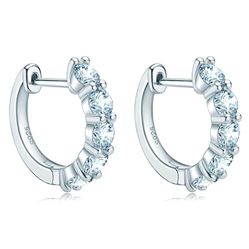 AINUOSHI Hoop Earrings for Women, G-H-I Color Moissanite Simulated Diamond, 925 Sterling Silver with 18K White Gold Plating, Hypoallergenic, Jewelry Box Packed, Moissanite,