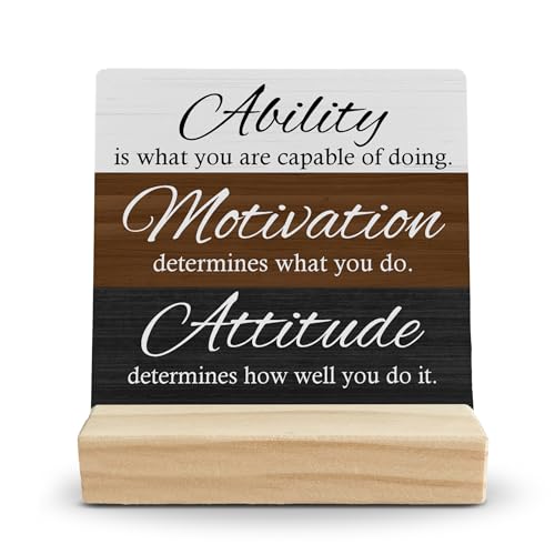 FUGWN Funny Office Desk Decor, Funny Motivational Wood Desk Sign, Funny Inspirational Gifts for Coworkers Women Friends, I Match Energies Wooden Plaque with Wood Stand for Home Office Table Decor