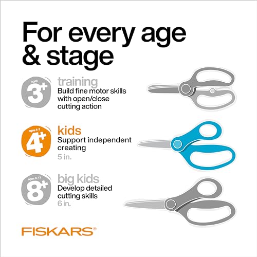 Fiskars 5" Blunt-Tip Scissors for Kids 4+ - Scissors for School or Crafting - Back to School Supplies - Blue