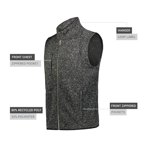 Holloway Men's Standard Alpine Sweater Fleece Vest, Black Heather