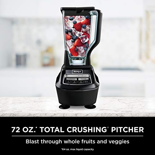 Ninja Blender, Food Processor, Blender for-Smoothies, Includes Pitcher, Smoothie Cup, and 8-Cup Bowl, Salsa, Dough, Shakes, Slush, and Frozen Drinks, Mega Kitchen System, 120 Volts, Black, BL770AMZ