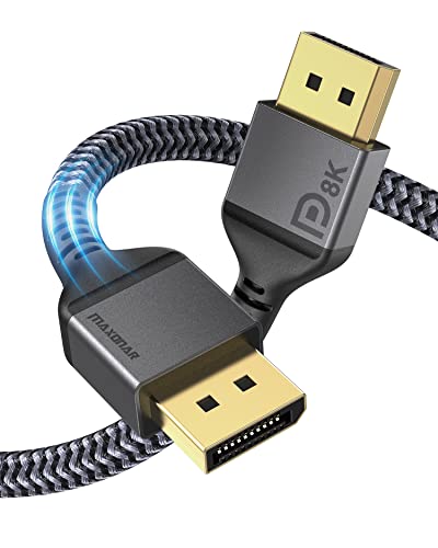 Maxonar 8K DisplayPort Cable, 3.3Ft/1M 1.4 DP to DP (8K 60Hz 7680x4320, 4K 240Hz, 2K 144Hz) VESA Certified HBR3 High Speed Cord for PC, Laptop, TV Gaming Monitor
