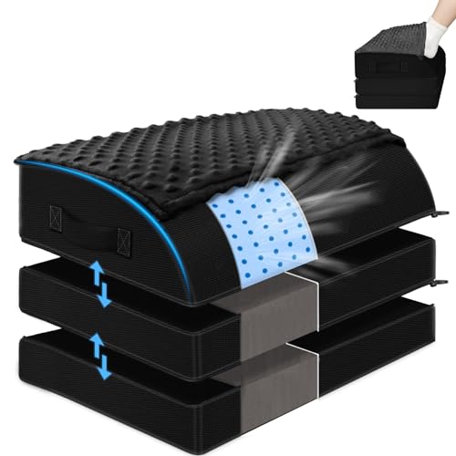 Foot Rest Under Desk for Office Use, Gel Memory Foam Foot Stool with 3 Adjustable Heights and Feet Warm Pocket for Back, Hip, Legs Discomfort Relief, Ergonomic Footrest for Office Chair & Gaming Chair