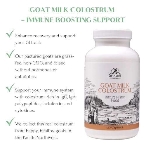 Mt. Capra Goat Milk Colostrum | for Healthy Immune System, Gut, and Athletic Performance | Grass-Fed, High in Immunoglobulins | 30 Servings - 120 Capsules