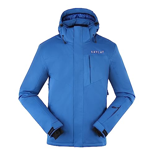 Orolay Men's Mountain Waterproof Ski Jacket Windproof Rain Jacket Winter Warm Snow Coat Acidblue Small