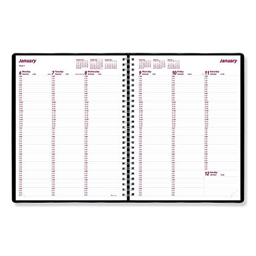 Brownline 2024 Essential Weekly Planner, Appointment Book, 12 Months, January to December, Twin-Wire Binding, 11" x 8.5", Black (CB950.BLK-24)