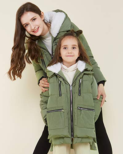 Orolay Children Hooded Down Coat Girls Quilted Puffer Jacket Boys Winter Jackets Green 120CM