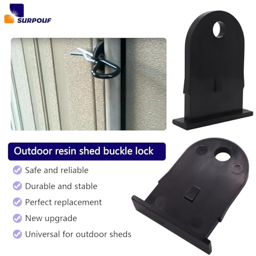 SURPOUF Outdoor Resin Shed Hasp Latch, Plastic Hasp Latch,Newly Upgraded Black Solid Core Plastic Fits for Rubbermaid