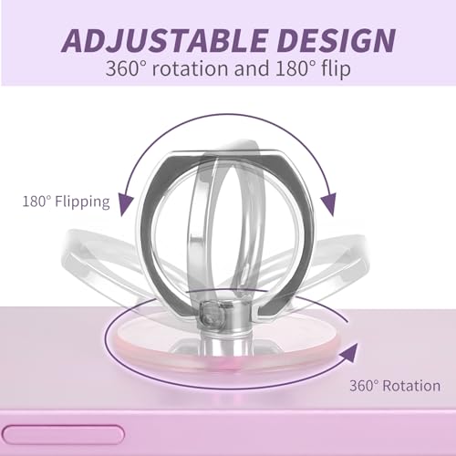 Jsoerpay Cell Phone Ring Holder, Transparent Ring Holder 360°Rotation Finger Ring Stand, Clear Cell Phone Kickstand Compatible with Most of Phones, Tablet and Case, (2Silver+1Black+1Rose Gold)