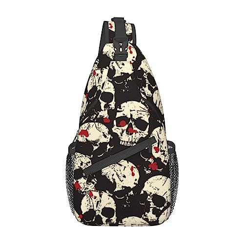 VOOHDDY Blood Skull Horror Sling Bag For Men Women Travel Hiking Backpack Crossbody Shoulder Chest Bags Casual Daypack Sport