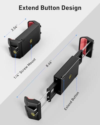 KraftGeek Phone iPad Tripod Mount, iPhone Holder for Tripod with 1/4” Screw Adapter, iPhone Tripod Mount for iPad Pro 13", iPad Air, iPad Mini, Sumsang Galaxy Tab Tablet, Cell Phone