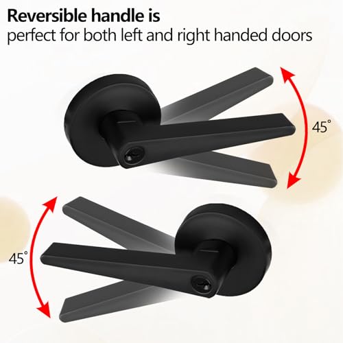 NEWBANG Round Plate Privacy Door Lever for Bedroom or Bathroom in Matte Black,TMC8820-DB-BK-12P