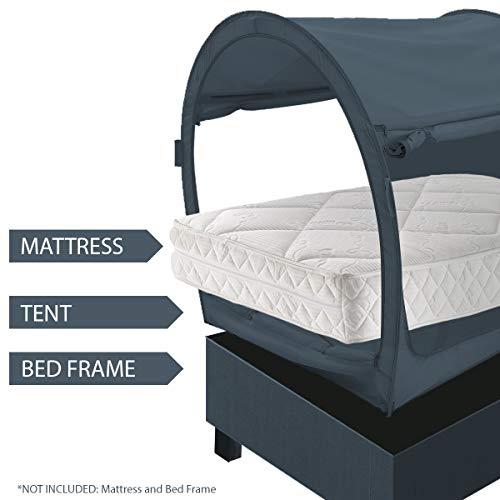 LEEDOR Bed Tent Dream Tents Bed Canopy Shelter Cabin Indoor Privacy Warm Breathable Pop Up Twin Size for Kids and Adult Patent Pending PitchBlack(Mattress Not Included)