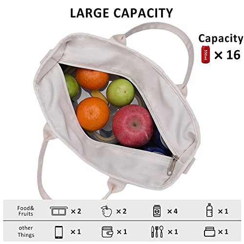 MAXTOP Women's Large Insulated Thermal Lunch Bag with Wide-Open Pocket, Reusable Leakproof, Fashionable and Durable