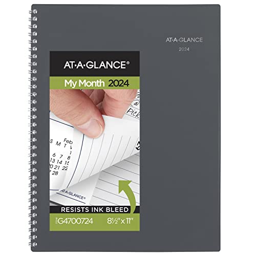 AT-A-GLANCE 2024 Monthly Planner, DayMinder, 8-1/2" x 11", Large, Gray (GC4700724)