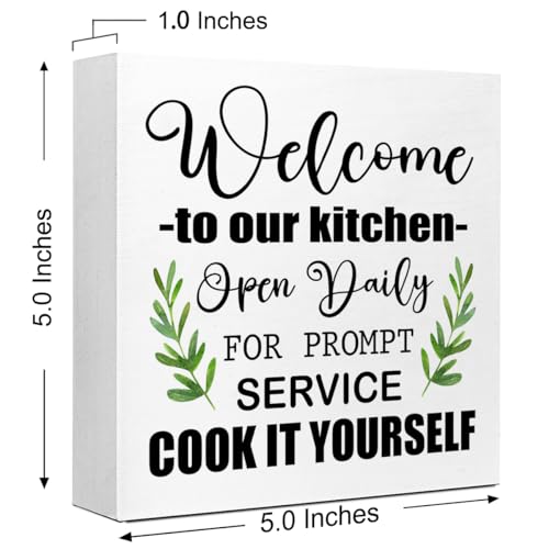 Funny Kitchen Wood Block Signs,Pantry Open 24/7 Wooden Box Sign for Home Shelf Farmhouse Kitchen Tabletop Desk Decor,Humorous Kitchen Sign Decor V638