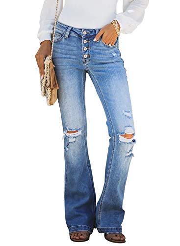 Astylish Women Floral Ripped Patchwork High Rise Washed Jeans Boyfriend Distressed Denim Pants Black Medium