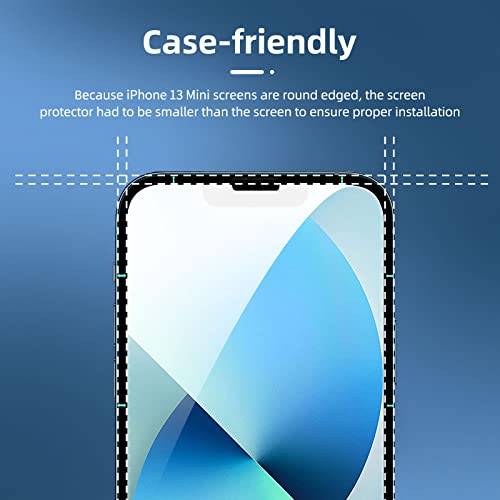 NEW'C [3 Pack Designed for iPhone 13 Mini (5.4") Screen Protector Tempered Glass, Case Friendly Anti Scratch Bubble Free Ultra Resistant