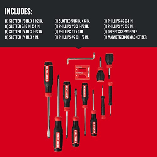 CRAFTSMAN Screwdriver Set, Bi-material, 12 Piece (CMHT65071N)