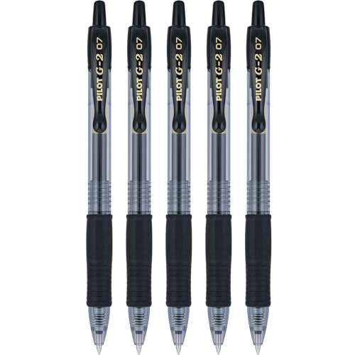 Pilot, G2 Premium Gel Roller Pens, Fine Point 0.7 mm, Black, Pack of 5