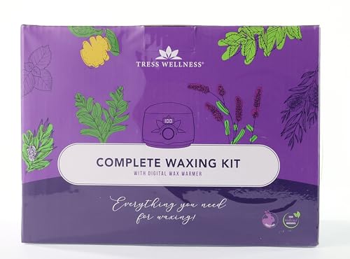 Tress Wellness Waxing Kit for Brazilian Wax - Easy to Use - For Sensitive Skin - Digital Display, Black Purple Flower